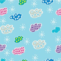 Cute sky cloud cartoon seamless pattern