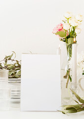 Mock up table tent, menu or stand for booklets on restaurant table