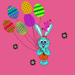 bunny with easter eggs