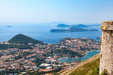 Aerial view on famous orange roofs in Dubrovnik, Croatia.