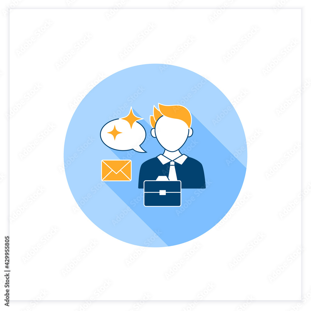Poster clear message flat icon. simple, easy to understand message. concise email.effective communication c