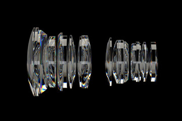 3Dレンダリングによる多数枚構成レンズのイラスト