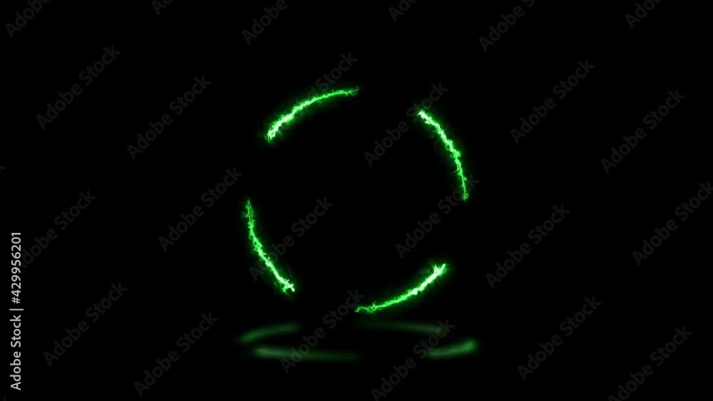 Aufkleber green energy lights round shape on a dark background with reflections. seamless loop abstract sign m