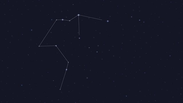 aquarius zodiac, constellation with line in galaxy, group of star, horoscope sign, animation