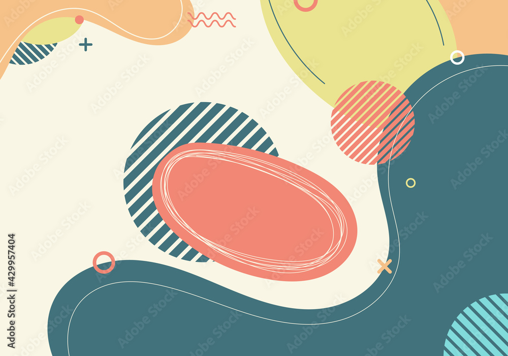 Poster banner web template abstract green organic fluid shape with circle line pattern on white background.