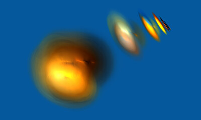 Abstract colorful blurry spots or clouds scattered on blue background. Cosmic motive, cartoon space, nebulosity. Artistic, vivid composition. Great as poster, background, cover, flyer or template.	