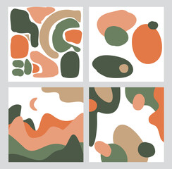 abstract backgrounds with irregular shapes set in earth color palette