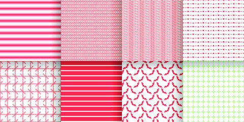 Set Abstract Seamless Pattern Black Line Doodle Geometric Figures Background Vector