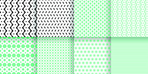 Set Abstract Seamless Pattern Black Line Doodle Geometric Figures Background Vector