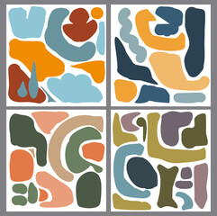 Fototapeta na wymiar set of abstract artistic brush strokes shapes backgrounds in earthy color palette
