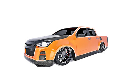 Pickup truck Cartoon Car Isolated on White Background.3d render