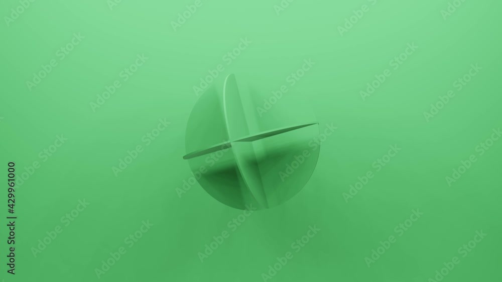 Aufkleber 3d rendering green geometric shape rotates in random direction. abstract simple seamless loop animat