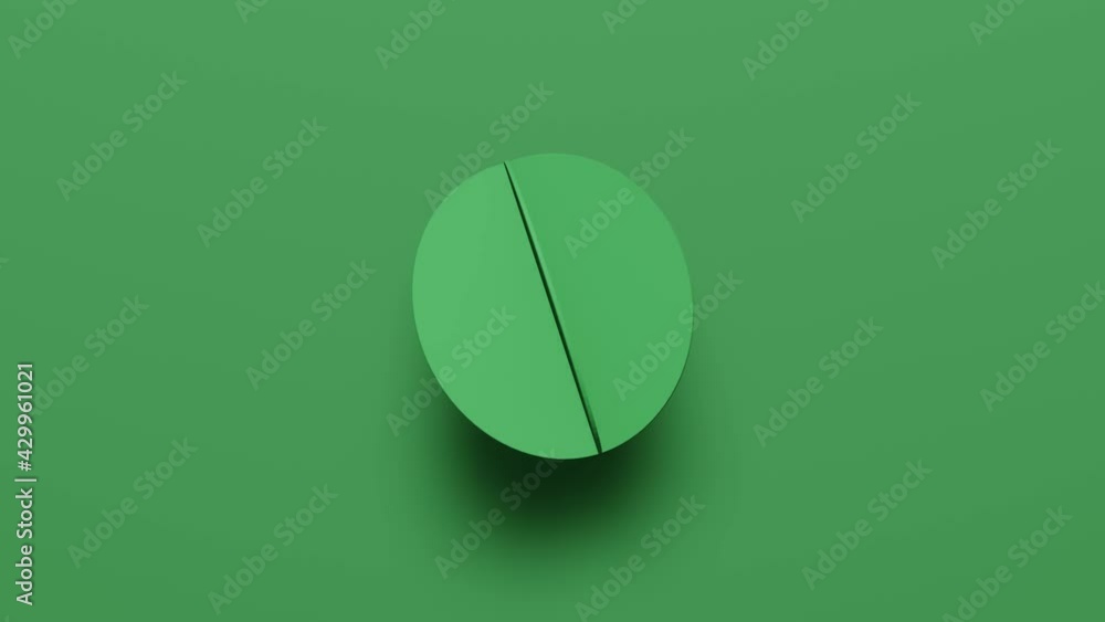 Aufkleber 3d rendering green geometric shape rotates in random direction. abstract simple seamless loop animat