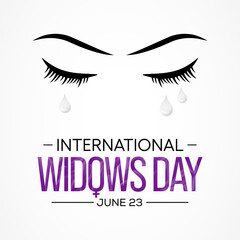 International Widows day is observed every year on June 23, it is a day of action to address the poverty and injustice faced by millions of widows and their dependents in many countries. Vector art.