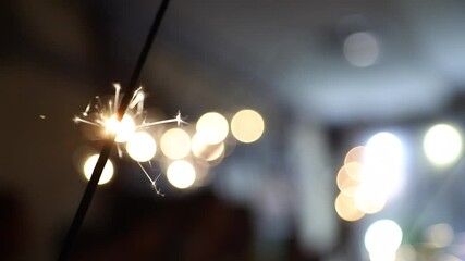 Bengal fire with beautiful bokeh. High quality FullHD footage