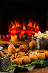 Brazilian appetizer deep fried cheese croquette