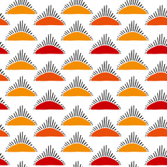 abstract colorful  lines and demicirles geometric seamless pattern, endless repeatable vector illustration texture background