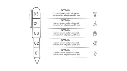 Doodle infographic elements with 5 options. Vector business template for presentation