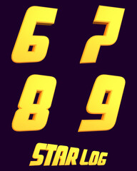 Star log Sci-Fi Yellow alphabet - 3D illustration