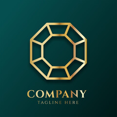 3d luxury golden diamond logo vector illustration. Jewerly logo template with gold texture for value and wealthy. Gold brilliant illustration with shadow for business. Gemstone, emerald and sapphire