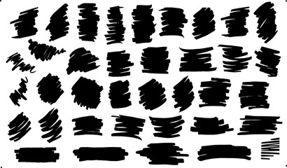 collection of various hand drawn marker strokes, isolated vector illustration graphic set - obrazy, fototapety, plakaty
