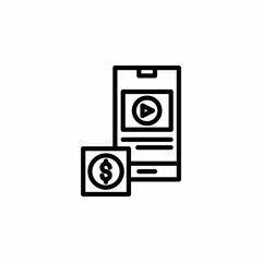 Video monetization icon in line style. Vector icon illustration
