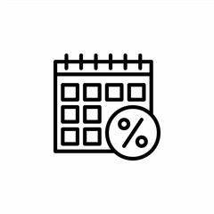 Discount calendar icon in line style. Vector icon illustration