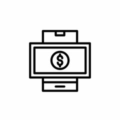 Mobile money icon in line style. Vector icon illustration