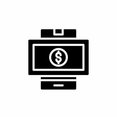 Mobile money icon in glyph style. Vector icon illustration