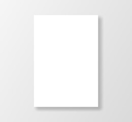 Blank white paper design template. White poster mockup isolated on gray background.