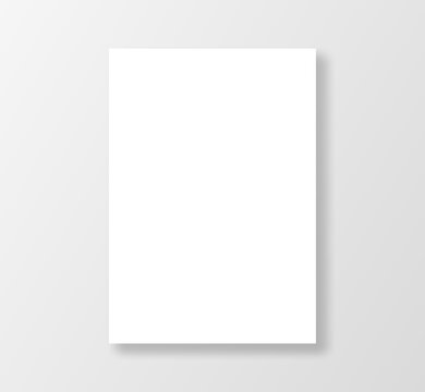 Blank White Paper Design Template. White Poster Mockup Isolated On Gray Background.