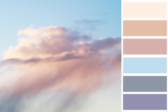 pastel pink and blue colour scheme with rainy cloud photo sample
