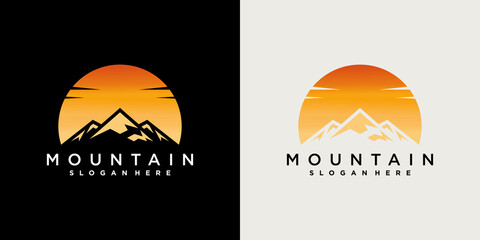 Mountain logo with modern concept and gradient color concept  Premium Vektor