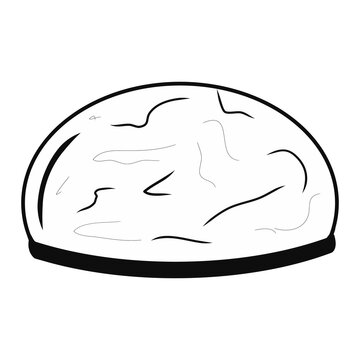 Mushmellow cookie icon. Creative illustration. Black liner sketch. Idea for decors, logo, patterns, papers, covers, gifts, summer and spring holidays, sweet food themes. Isolated vector art.