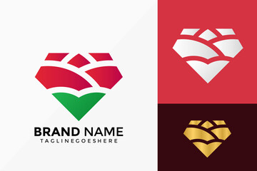 Abstract Diamond Rose Logo Vector Design. Brand Identity emblem, designs concept, logos, logotype element for template.