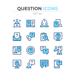 Question icons. Vector line icons set. Premium quality. Simple thin line design. Modern outline symbols collection, pictograms.