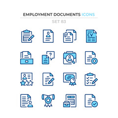 Employment documents icons. Vector line icons set. Premium quality. Simple thin line design. Modern outline symbols collection, pictograms.