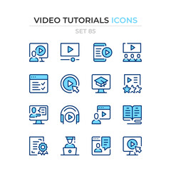 Video tutorials icons. Vector line icons set. Premium quality. Simple thin line design. Modern outline symbols collection, pictograms.