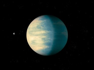super-earth planet, realistic exoplanet, earth-like planet in far space, planets background 3d render