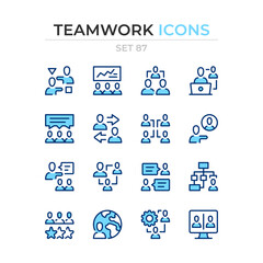 Teamwork icons. Vector line icons set. Premium quality. Simple thin line design. Modern outline symbols collection, pictograms.