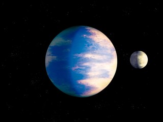 Gas giant in deep space. Large gas planet with clouds.