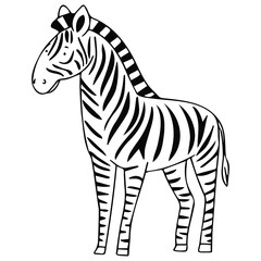 Vector image with zebra in doodle style. Zebra for coloring.
