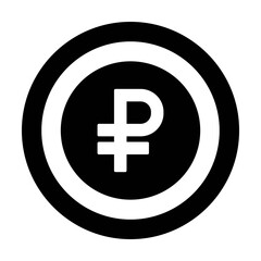 Fototapeta premium Ruble symbol icon vector currency sign for business and finance in a flat color glyph pictogram illustration