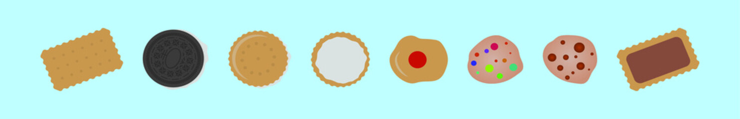 set of cookies sandwich cartoon design template with various models. vector illustration isolated on background