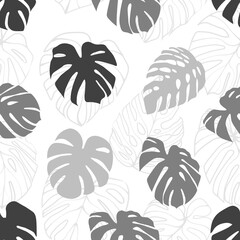 Monstera Deliciosa Leaf Seamless Pattern. Perfect for Textile, Fabric, Background, Print