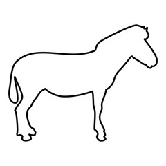 Zebra stand Animal standing contour outline black color vector illustration flat style image