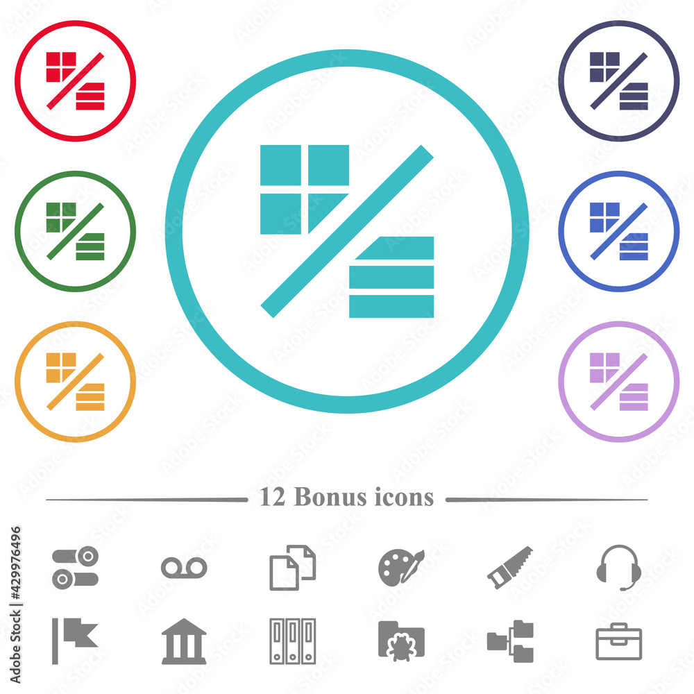 Poster view mode flat color icons in circle shape outlines