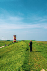 Fototapeta premium Panoramic view of the Pilsumer lighthouse, Germany.