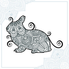 Rabbit Mandala. Vintage decorative elements. Oriental pattern, vector illustration.