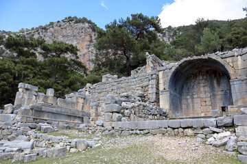 Fototapeta na wymiar ruins of ancient lycian city Arykanda Monumental tombs